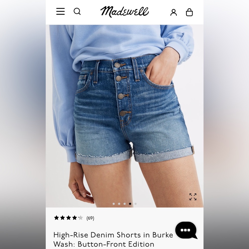 MADEWELL High-Rise Denim Shorts in Burke Wash: Button-Front Edition